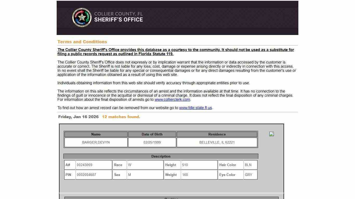 Collier County Arrests